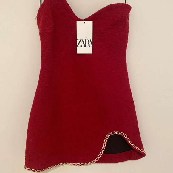 NWT ZARA Mini Asymmetric dress red - Picture 2 of 13